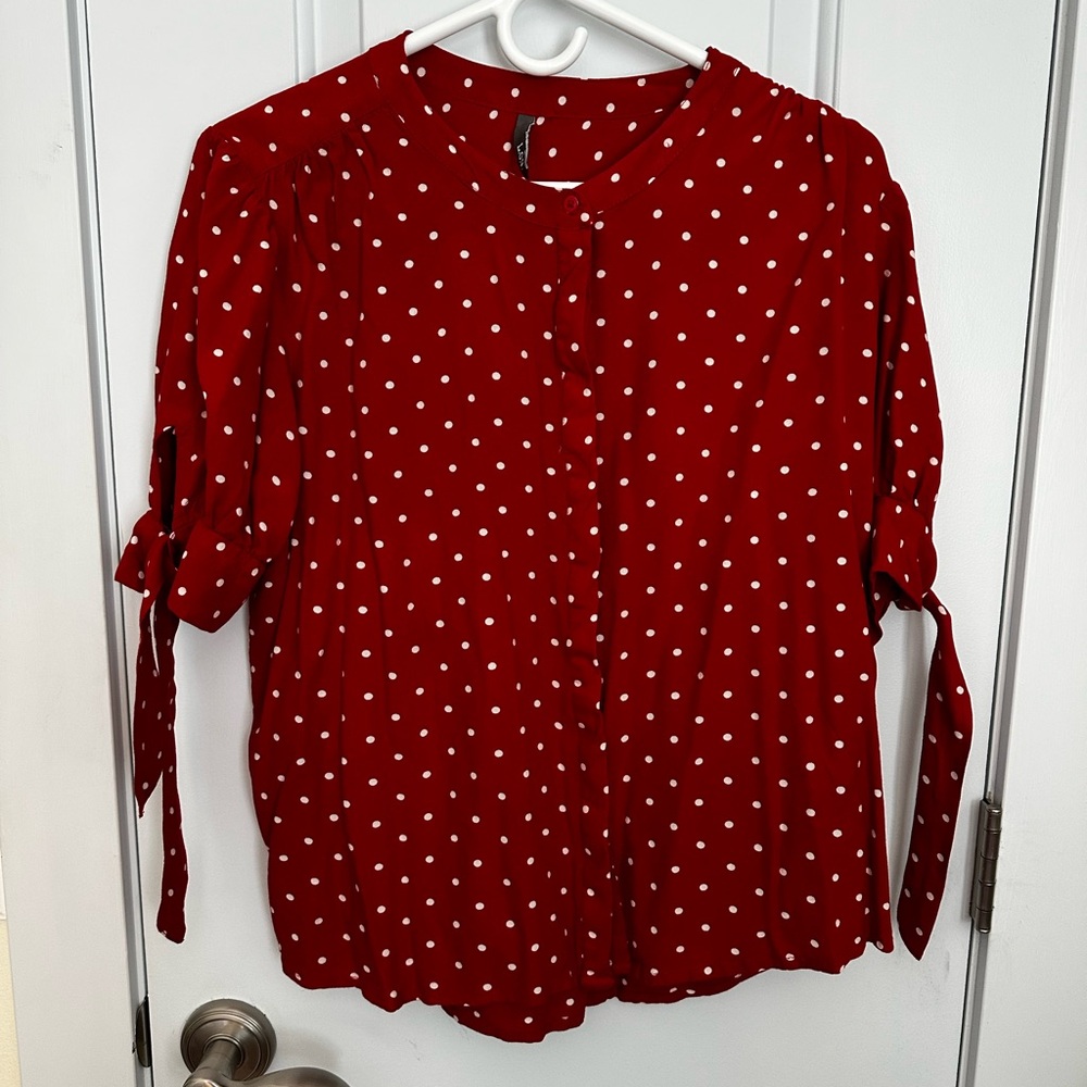 Elegant Red Polka Dot Women's Blouse